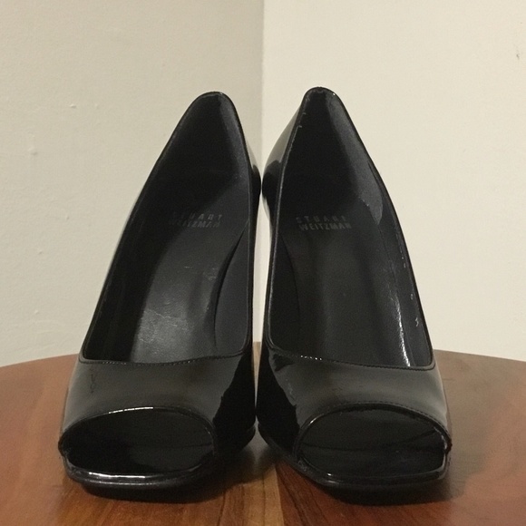 Stuart Weitzman Black Open Toe Heels Size 6M 236 - Picture 2 of 13